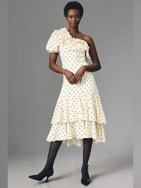 Anthropologie Queens of Archive Ruffled Midi Dress Sz Small